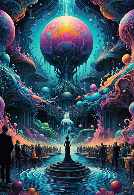 splash art, digital painting,polkadot 60's pastels color,  in front of a crowd, art Nouveau, baroque,  trending on a planet  intricately detailed, large bosom, standing on a alien, most of the picture shows water, detailed, abstract, trippy, 60s style, op art, dark blues , 
<lora:InkArtXL_1.2:0.4> <lora:FaeTastic:0.35> .  incredibly lifelike, high contrast, well defined .