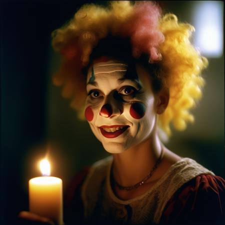 Fast Shutter Speed, Rembrandt lighting, Sunlight, lanky Fijian Female Clown of Science, Fujicolor Superia X-TRA 400, L USM, Candle light, studio lighting, Hasselblad, Ethereal Lighting, Depth of field 270mm
