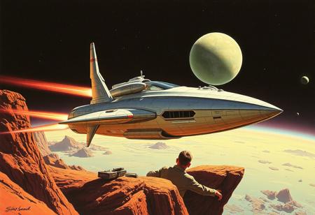 Syd mead , hard sci-fi , spaceship ,1970s