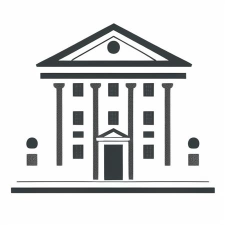 icon of a court building on (white background:1.3)  <lora:icons:1>