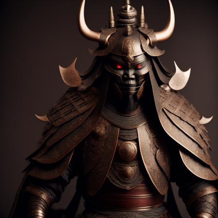 photo rendition of Shogunate Period Demon in Edo style Armor (OniShogunate style:1) <lora:djzOniShogunate:0.8)