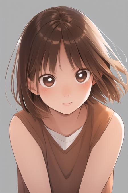 Anime brown eyes brown hair closed mouth short hair looking at viewer serafuku