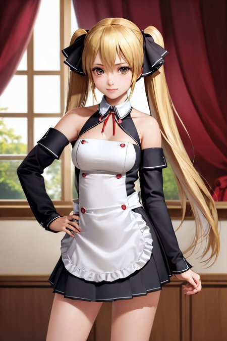 dccmian twintails waitress detached sleeves apron ribbon