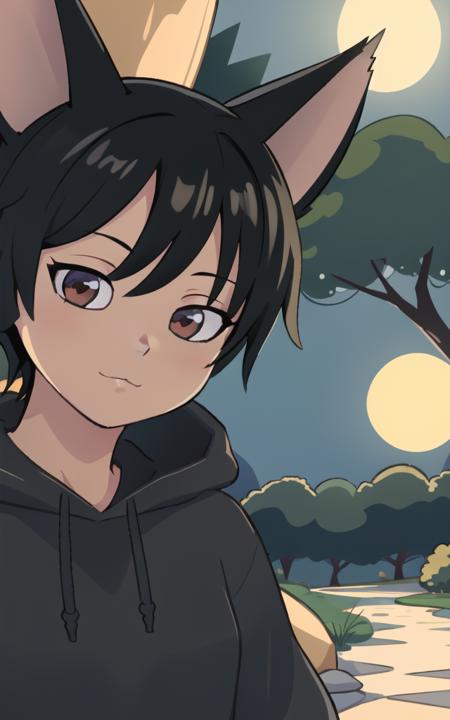 (masterpiece:1.2),best quality, masterpiece, highres, original, extremely detailed wallpaper, bokeh,
1boy, solo, portrait, looking at viewer, :3,  
<lora:Robin_Akiyama:0.7> robinakiyama,
black hoodie,
forest, night, full moon, moonlight, tree,