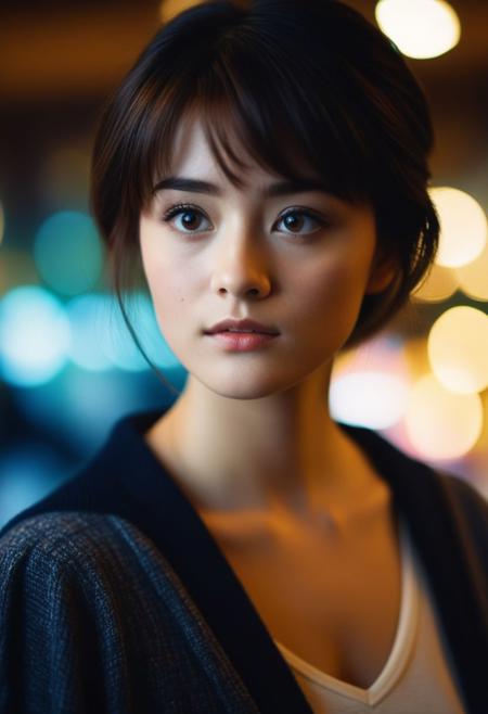 Kagome Higurashi, cinematic film still of a beautiful girl, shallow depth of field, vignette, highly detailed, high budget, bokeh, cinemascope, moody, epic, gorgeous, film grain, grainy
