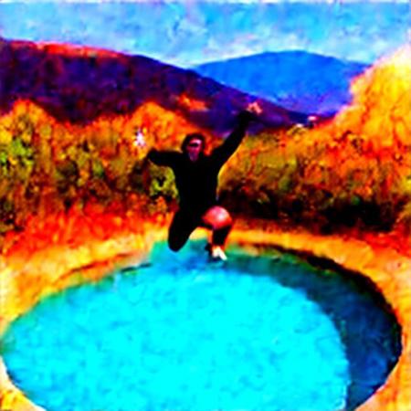 Weirdcore conspiracy drawing, scizophrenic conspiracy post,  (drawing 1.6), 90VHS, ms paint style <lora:ms-paint-lora:1>, <lora:y2kaesthetic:0.7>, H1TLERPA1NT1NGS, Dark web, jumping off of a diving board, sunglasses, guitar, volcano, lava