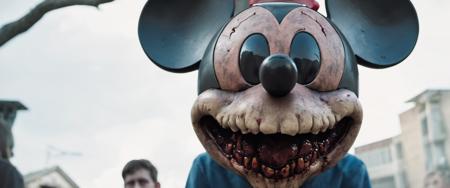 mickey mouse in zombie face    ,   <lora:sdxl_offset_example_v10:1>, art by Mathias Goeritz:0.9) , photograph, Lush Girlfriend, Tax collector , specular lighting, film grain, Samsung Galaxy, F/5, (cinematic still:1.2)