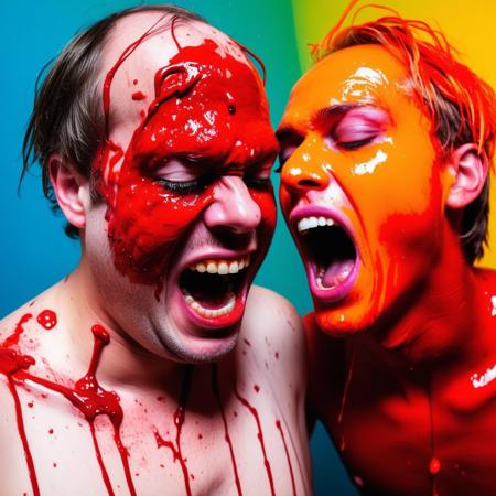 contrasting colors, exaggerating expression, sinfully sloppy, hopeless hallucination, seemly schizophrenia, drastically distorted