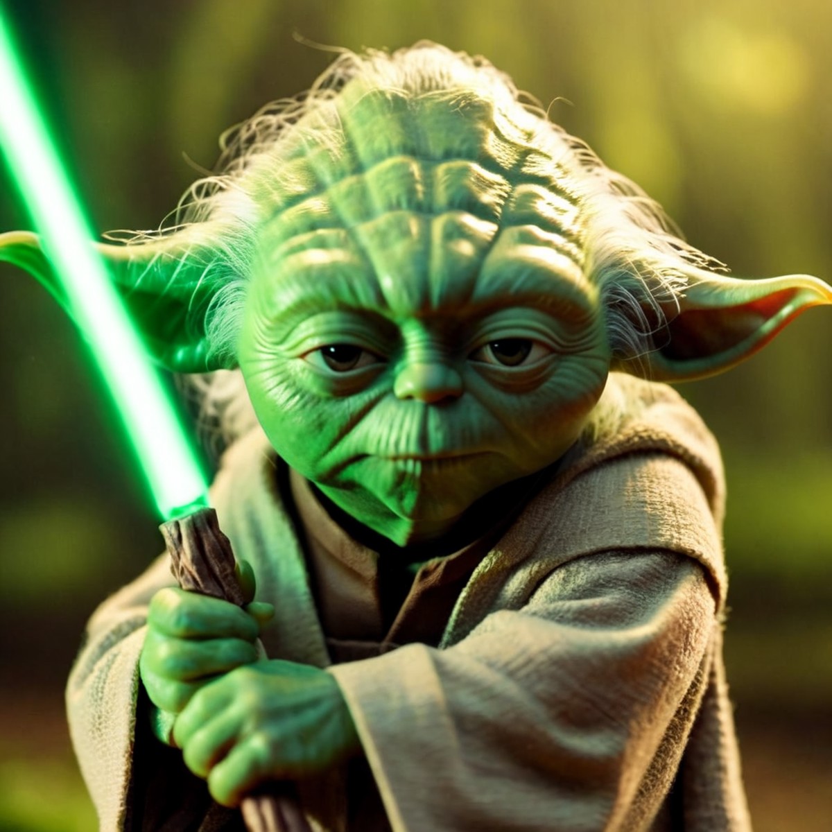 cinematic film still of  <lora:Yoda:1.2>
Yoda a cartoon yoda is holding a stick In Star Wars Universe, shallow depth of fi...
