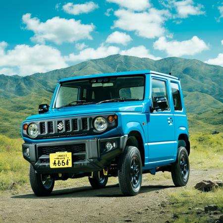 best quality, ultra-detailed, illustration,
JB64, jimny, vehicle focus, car, motor vehicle, ground vehicle, outdoors, mountain, sky, scenery, cloud, day, road, blue sky
 <lora:JB64_Jimny_SDXL_V2:1>