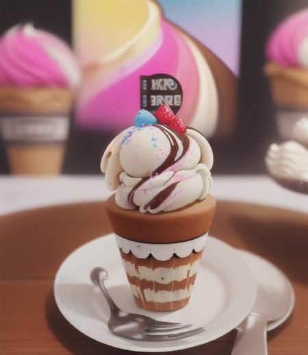 a photography, HD, photo,cake ice cream, HD, 8K, realistic