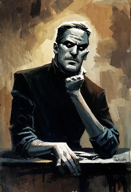score_9, score_8_up, score_7_up, score_6_up, 1boy, watercolor painting, portrait, Tony Stark folding his hands, dynamic angle, dynamic pose, looking at viewer, sinister, noir, lighting, shadows, dark background, subtle smirk, turtleneck sweater, pencil mustache, stubble, sitting at a desk, high contrast, charcoal sketch, computer screens, stock market analytics,