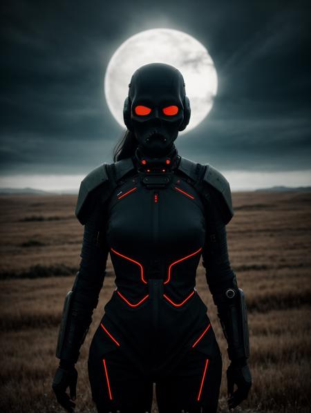 Photo of a beautiful woman. Standing in a field of whispering winds, elemental plane, twilight breeze. Dynamic angle, provocative pose, (Dark Sci-Fi, menacing science fiction scenes, ominous tech, brooding future:1.69), (HDR (High Dynamic Range), vibrant colors, high contrast, detailed, UltraHD, 8K, cinematic, 80mm, high detail, bokeh)
