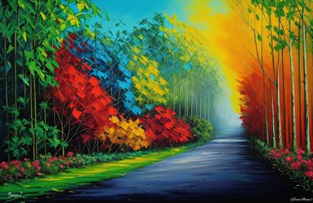 (style of Josh Adamski:1.2), a painting,scenery,scene painting, yard ,arboretum ,plot ,terrace ,field ,farm , Jungle/Tropical Rainforest ,