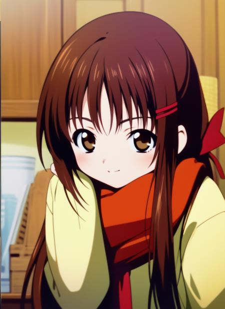 HayamiAyumi, HayamiAyumi, brown hair,　twintails, brown eyes, long hair, ponytail, hair ribbon,  ribbon,