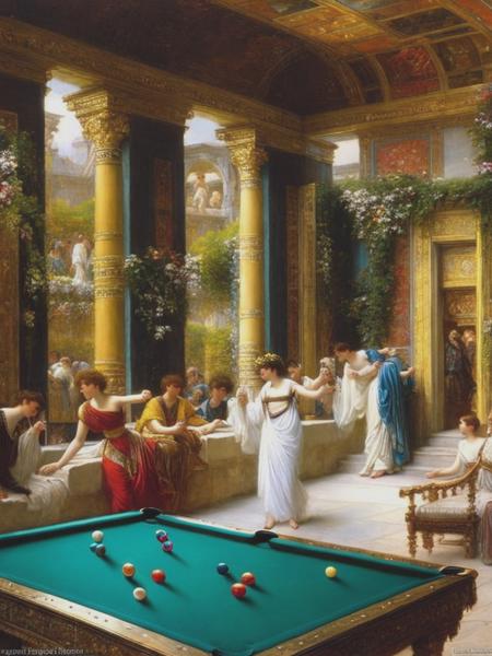 <lyco:LawrenceAlma-Tadema:1.0> Awesome Sir Lawrence Alma-Tadema painting of the GAME ROOM of a Beautiful Victorian era Home