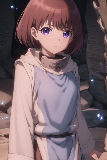 handymanninia, <lora:handyman ninia s1-lora-nochekaiser:1>,
ninia, short hair, brown hair, (purple eyes:1.1), bangs,
BREAK robe, long sleeves, dress, hood, hood down, tabard, white robe,
BREAK outdoors, dungeon, cave,
BREAK looking at viewer, (cowboy shot:1.5),
BREAK <lyco:GoodHands-beta2:1>, (masterpiece:1.2), best quality, high resolution, unity 8k wallpaper, (illustration:0.8), (beautiful detailed eyes:1.6), extremely detailed face, perfect lighting, extremely detailed CG, (perfect hands, perfect anatomy),