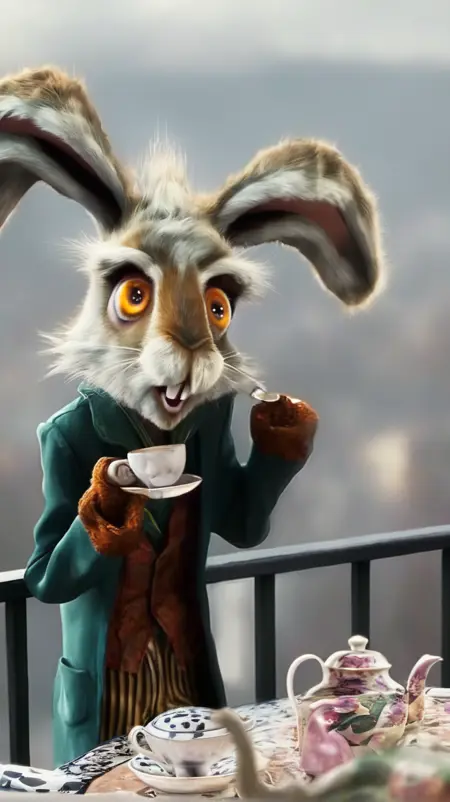 SDXL March Hare (Alice through the looking glass)