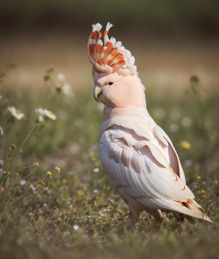 c3c3t7l3 , animal, Ultra-HD-details, outdoor, nature, upper body, Flowers, soft light, Grass, Blurry background