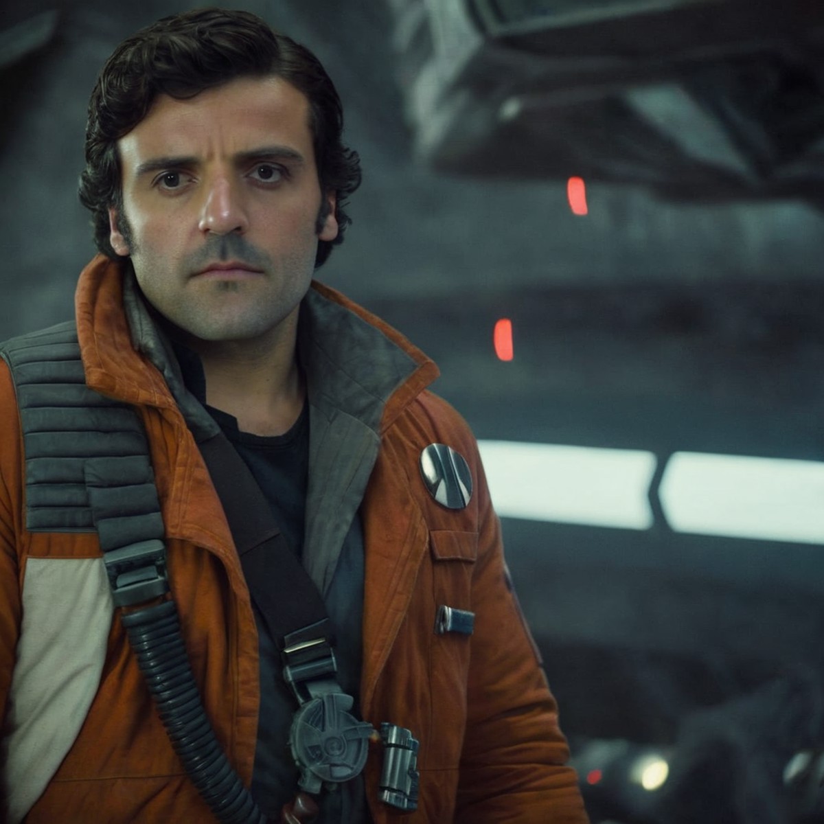 cinematic film still of  <lora:Poe Dameron:1.2>
Poe Dameron a man with a beard and a jacket In Star Wars Universe, shallow...