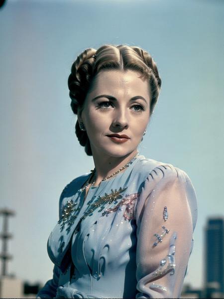 <lyco:Joan Fontaine-v1.0:1> portrait of beautiful Joan Fontaine, cyberpunk city skyline in the background, wearing a sequin dress, realistic, film grain, sharp, bokeh, uhd, movie screenshot, side view