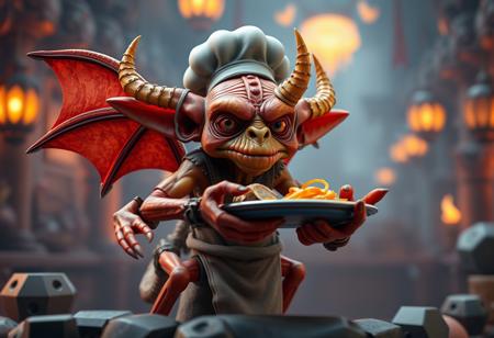 a close up of a  goblin chainwalker on a Dice Dungeon background,best chef goblin chainwalker, best chef, for ps5, official  image, infernal nymph!!!, orange color tone, extra limbs, fine image details, offering a plate of food, mma, watermeloncore, listing image, featured on amiami magazine, sattelbulb 3 d, rendered in blender, octane rendered in octane, 8 k, zbrush, unreal engine 5, extremely detailed and intricate, concept art, unreal engine 5, daz, hd wallpaper, epic composition, realistic concept art, ambient light, lovely and elegant scenery, full body, dynamic volumetric  close up of a  goblin chainwalker on a Dice Dungeon background,best chef goblin chainwalker, best chef, for ps5, official  image, infernal nymph!!!, orange color tone, extra limbs, fine image details, offering a plate of food, mma, watermeloncore, listing image, featured on amiami magazine, realistic!!!!! grainy, backlit, elegant