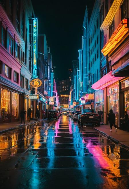 Picture a bustling city street filled with vibrant neon lights, colorful storefronts, and glowing windows. Frame the scene to showcase the interplay of colors, shapes, and reflections. Use the Sony A7R IV's exceptional dynamic range to capture the full spectrum of colors, from bright highlights to deep shadows. The 24-70mm lens's versatile focal range will allow you to capture both wide shots that showcase the entire street and tighter frames that highlight intimate details and reflections.