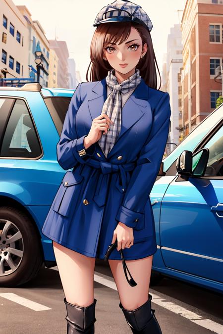 kumikods, brown hair, cabbie hat, plaid scarf, coat, boots