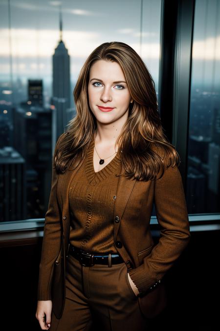 a professional photograph of beautiful 24 year old (T4b1th4:1.1) woman,as a CEO,wearing a (tan sweater:1.1)and(brown slacks:1.2),standing in a (conference room:1.2),presenting (marketing briefing:1.3),(large windows with cityscape in background:1.3),table surround with management directors,long hair,jewelry,lipstick,makeup and eyeshadow,magazine photoshoot,sharp focus,detailed eyes,(highly detailed),(HDR),(8k wallpaper),colorful,vivid color,intricately detailed,high contrast,highres,absurdres,hyper realistic,8K UHD DSLR,Fujifilm XT3,taken with (Canon EOS 1Ds camera),extremely intricate,dramatic,(looking at viewer),4k textures,elegant,hyperdetailed,PA7_Portrait-MS,<lora:T4b1th4_05A-000002:0.9>,