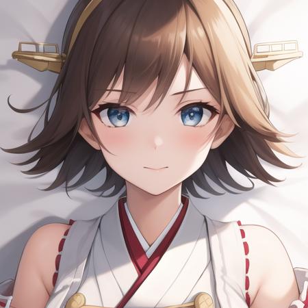 (masterpiece, best quality:1.2),illustration,8k,hd,1girl,solo,upper body,(portrait:1.2),hiei (kancolle),blue eyes,brown hair,detached sleeves,flipped hair,frilled skirt,frills,green skirt,hairband,headgear,japanese clothes,plaid,plaid skirt,ribbon-trimmed sleeves,ribbon trim,short hair,skirt,<lora:Hiei(kan)>,