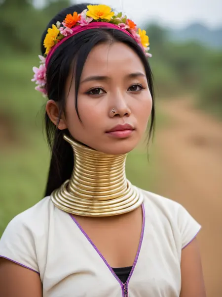 Neck Rings - Kayan People Myanmar (Padaung) SDXL & Pony