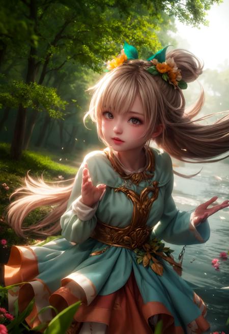 girl in a forest with floating flowers, river, puffy, puffy cheeks, cute,
vibrant colors, colorful art style, 
soft lighting, soft shadows, detailed textures, dynamic lighting,  
nice hands, perfect hands, 
<lyco:GoodHands-beta2:1.0> 
<lora:add_detail:1>