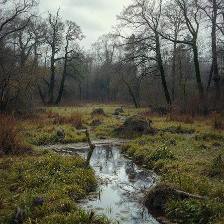 8k, source_photo, source_real, traditional media, amateur, real life photo, broad swamp and marsh, clumps of woodland,dungeons and dragons, medieval