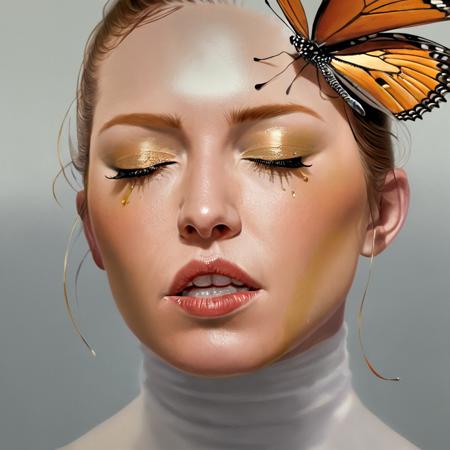 <lora:mkdrgs:1> (hyperreal, hyperrealistic, hyperrealism, hyperrealistic painting, mkdrgs style) <lora:nigeorgievna:1> (nigeorgievna, ngg1), 8k portrait of Literal style fusion with Brown hair, intricate, Lovely, highly detailed, Eclectic, digital photography, art by artgerm and ruan jia and greg rutkowski surreal painting gold butterfly filigree, broken glass, (masterpiece, sidelighting, finely detailed Engrossing eyes: 1.2) , hdr
