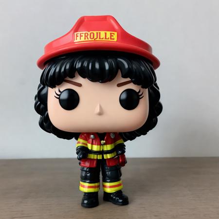 <lora:Funko Test:.7>, Funko, Firefighter, uniform, hard had, woman, eyelashes, pretty