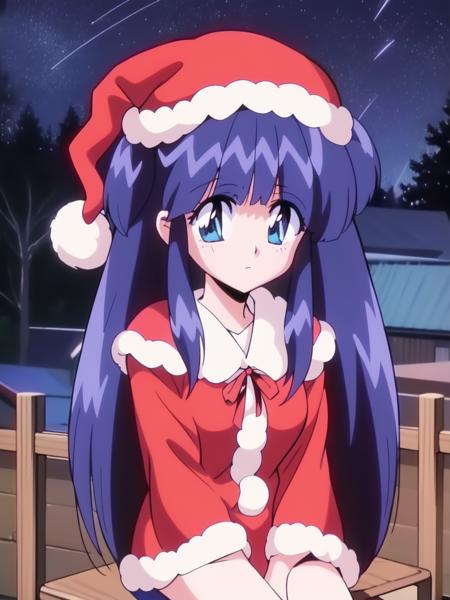 <lora:Shogonoidokozue:0.8> Shogonoidokozue, blue hair, small breasts, blue eyes,
Christmas, SantaClaus, hat, night, starry sky, sitting,
1990s \(style\), anime, anime_screencap, animated gif, mp4 ,video, animated, 
masterpiece, high quality, very_high_resolution, large_filesize, full color,