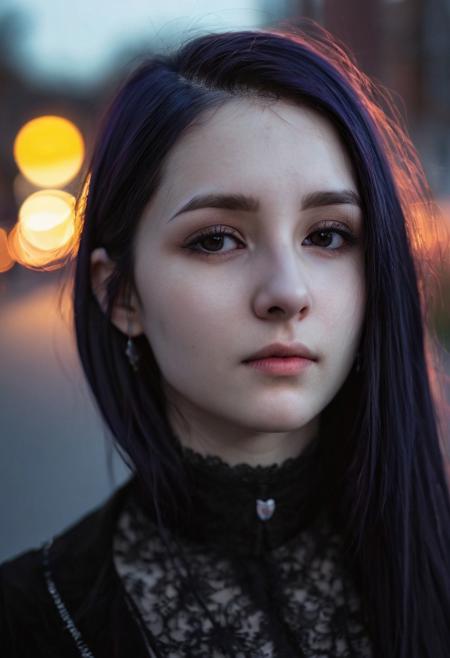 (((top-priority))), real-life, goth-girlfriend, split ambient twilight light, shallow focus, realistic shadows, ideal, vellus hairs, best image, best quality, depth of field, perfect composition