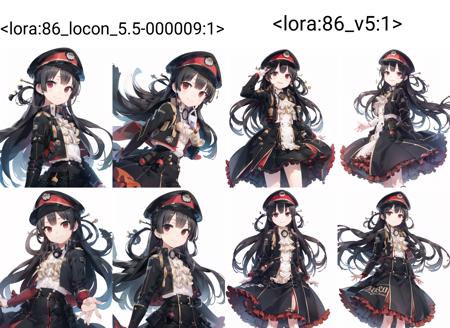 masterpiece,best quality,
8620 \(uniform\), hat,long hair,open jacket,black skirt,
smile,looking at viewer,closed mouth,
Medium shot,
((simple background,white background)),
 <lora:86_locon_5.5-000009:1>,