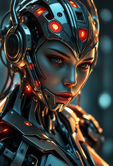 Mechanical female android looking, cinematic lighting, intricate, elegant, super highly detailed, art station, concept art, smooth, sharp focus, no blur, no dof, extreme illustration, Unreal Engine 5, Photorealism, HD quality, 8k resolution, cinema 4d, 3D, beautiful, delicate, art by artgerm and greg rutkowski and alphonse mucha and loish and WLOP