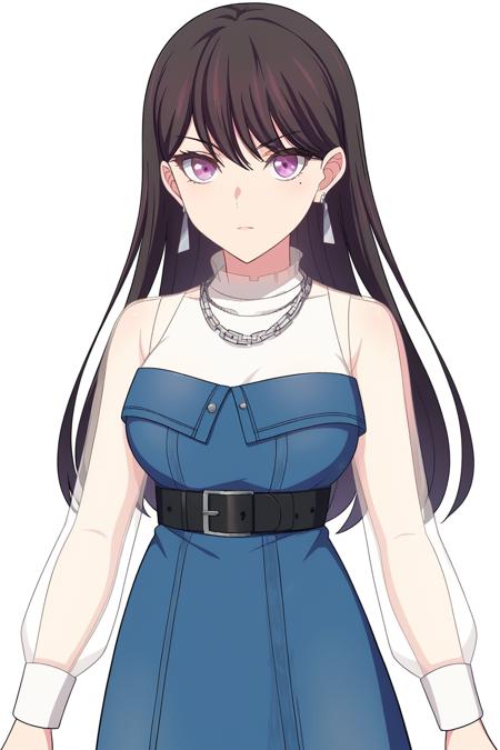 shiina taki black hair purple eyes mole under eyes