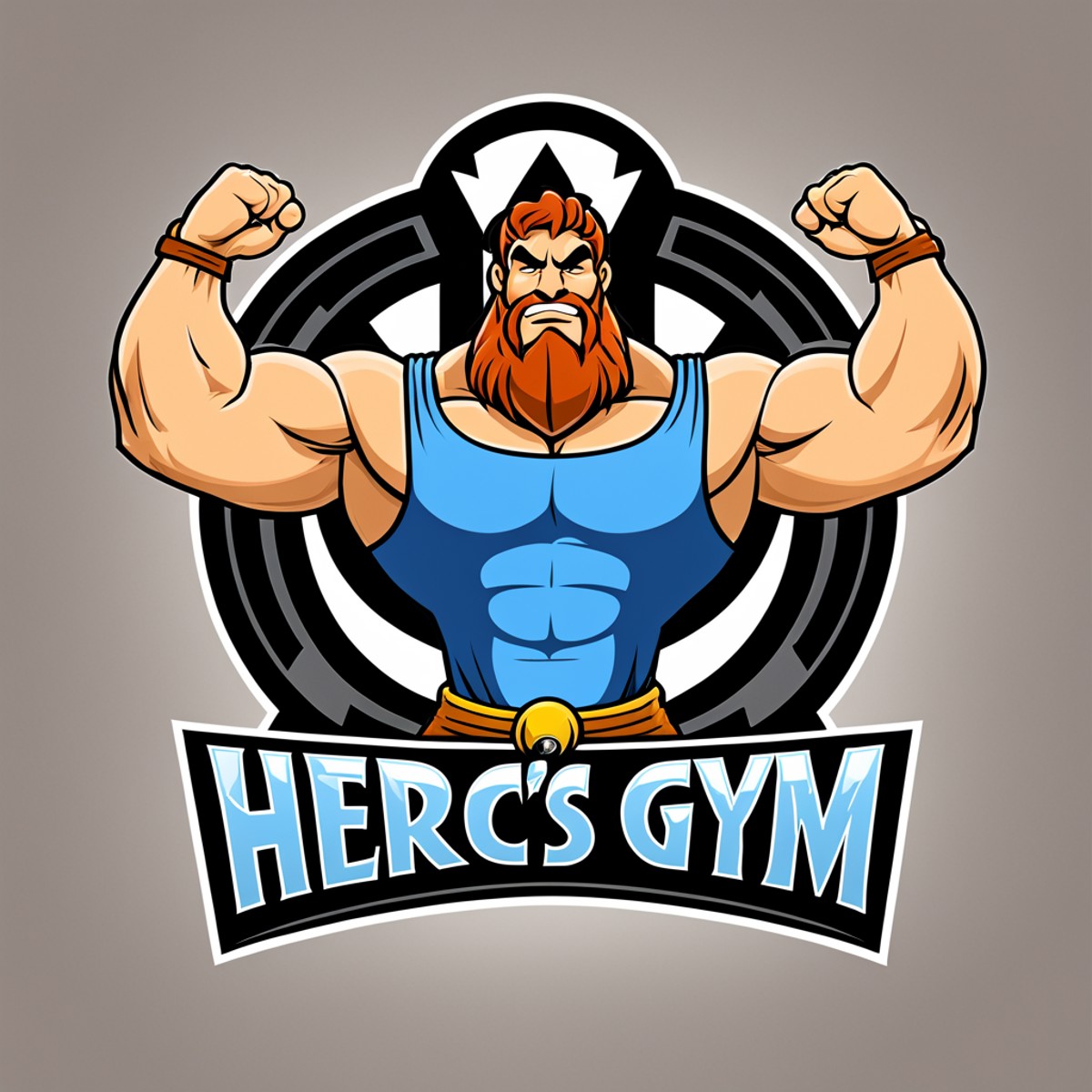 logomkrdsxl, logo for a gym featuring Hercules,  vector, text "Herc's Gym",  <lora:logomkrdsxl:1>, best quality, masterpie...