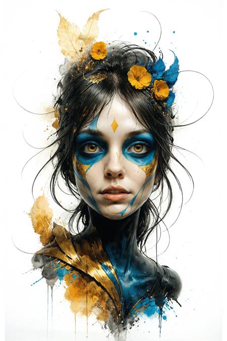 mysterious silhouette golden woman, by Minjae Lee, Carne Griffiths, Emily Kell, Steve McCurry, Geoffroy Thoorens, Aaron Horkey, Jordan Grimmer, Greg Rutkowski, amazing depth, double exposure, surreal, geometric patterns, intricately detailed, bokeh,  perfect balanced, deep fine borders, artistic photorealism , smooth,  great masterwork by head of prompt engineering   <lora:add-detail-xl:2>  <lora:xl_shuimo:0.7> ink wash painting <lora:Cute_Drawing:0.55>  <lora:hyperkraximalism_v1-1:0.25>