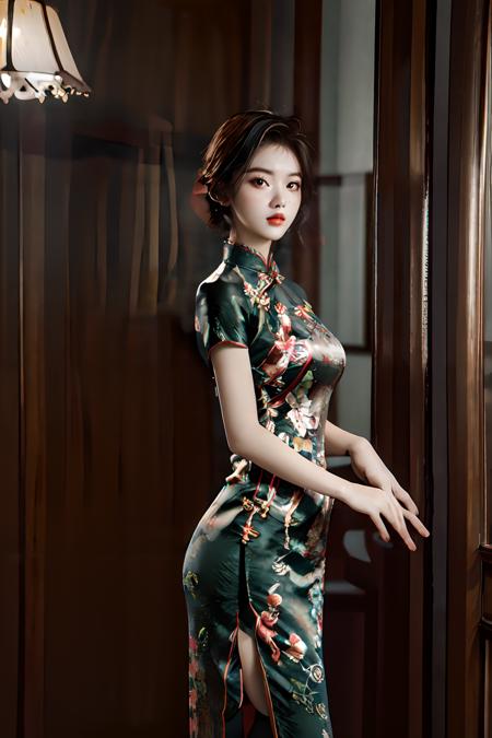 masterpiece,(best quality:1.3),ultra high res,raw photo,detailed skin,beautiful lighting,(realistic, photo-realistic:1.4),
1girl,<lora:qipaoV1:1>,qipao,