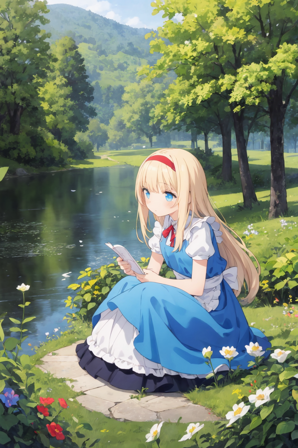 1girl, solo, Alice in wonderland, outdoor