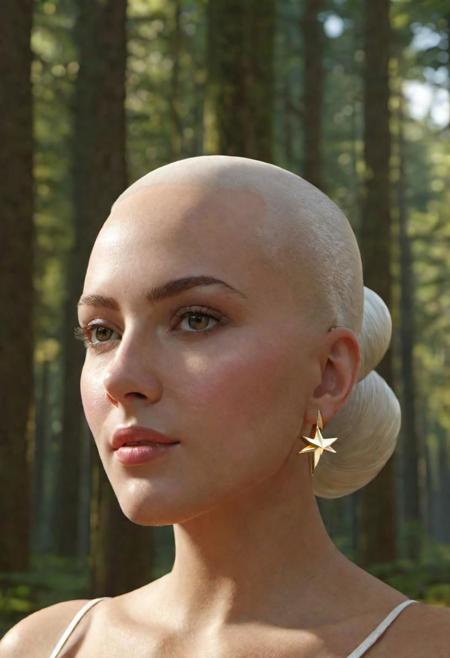 masterpiece, best quality, highly detailed, perfect lighting, forest setting,  masterpiece, best quality, high resolution, unity 8k wallpaper, perfect lighting, extremely detailed CG, perfect hands, perfect anatomy, uncensored,
 <lora:Mr._Clean:1>mr.clean, bald, earring, gold earring, one single earring on the left ear, white eyebrows, white skin, smiling, pointing at the viewer