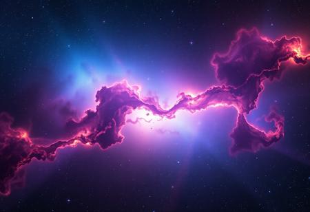 photorealistic fark cosmic nebula with hues of blues, purples, and orange