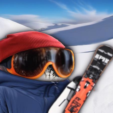 skiing sock puppet,<lora:LasogetteXL_v1:1>,skiing sunglasses,