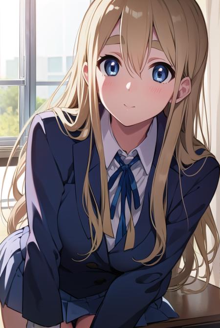 tsumugikotobuki, <lora:tsumugikotobukitest:1>,
tsumugi kotobuki, blonde hair, blue eyes, long hair, thick eyebrows, eyebrows,
BREAK sakuragaoka high school uniform, school uniform,
BREAK looking at viewer,
BREAK indoors, classroom,
BREAK <lora:GoodHands-vanilla:1>, (masterpiece:1.2), best quality, high resolution, unity 8k wallpaper, (illustration:0.8), (beautiful detailed eyes:1.6), extremely detailed face, perfect lighting, extremely detailed CG, (perfect hands, perfect anatomy),