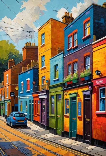 I will give you no hiding place down here., Post-Impressionism, Camden Town Group, textured brushwork, structured composition, urban and rural scenes, rhythmic patterns, bold color use, earthy tones, vivid accents, geometric forms, modernist sensibility, everyday life, expressive surface, tactile energy