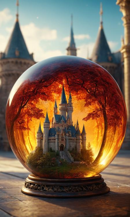 cinematic still A glass sphere sculpture, concealed inside the sphere is a Fantasy Castle, in the day, detailed image, 8k high quality detailed, shaped sphere, amazing wallpaper, digital painting highly detailed, 8k UHD detailed oil painting, beautiful art UHD, focus on full glass sphere, bokeh, background Modifiers: extremely detailed Award winning photography, fantasy studio lighting, photorealistic very attractive beautiful imperial colours ultra detailed 3D, (Very Intricate), UHD . emotional, harmonious, vignette, 4k epic detailed, shot on kodak, 35mm photo, sharp focus, high budget, cinemascope, moody, epic, gorgeous, film grain, grainy, A glass sphere sculpture, concealed inside the sphere is a Fantasy Castle, in the day, detailed image, 8k high quality detailed, shaped sphere, amazing wallpaper, digital painting highly detailed, 8k UHD detailed oil painting, beautiful art UHD, focus on full glass sphere, bokeh, background Modifiers: extremely detailed Award winning photography, fantasy studio lighting, photorealistic very attractive beautiful imperial colours ultra detailed 3D, (Very Intricate), UHD, epic composition, great cinematic light, dynamic dramatic atmosphere, surreal, cool, glowing, rich deep colors, precise perfect artistic color, sharp, aesthetic, pretty, fascinating, creative, innocent, exciting, inspiring, pure, marvelous, brilliant, romantic, lush, magnificent